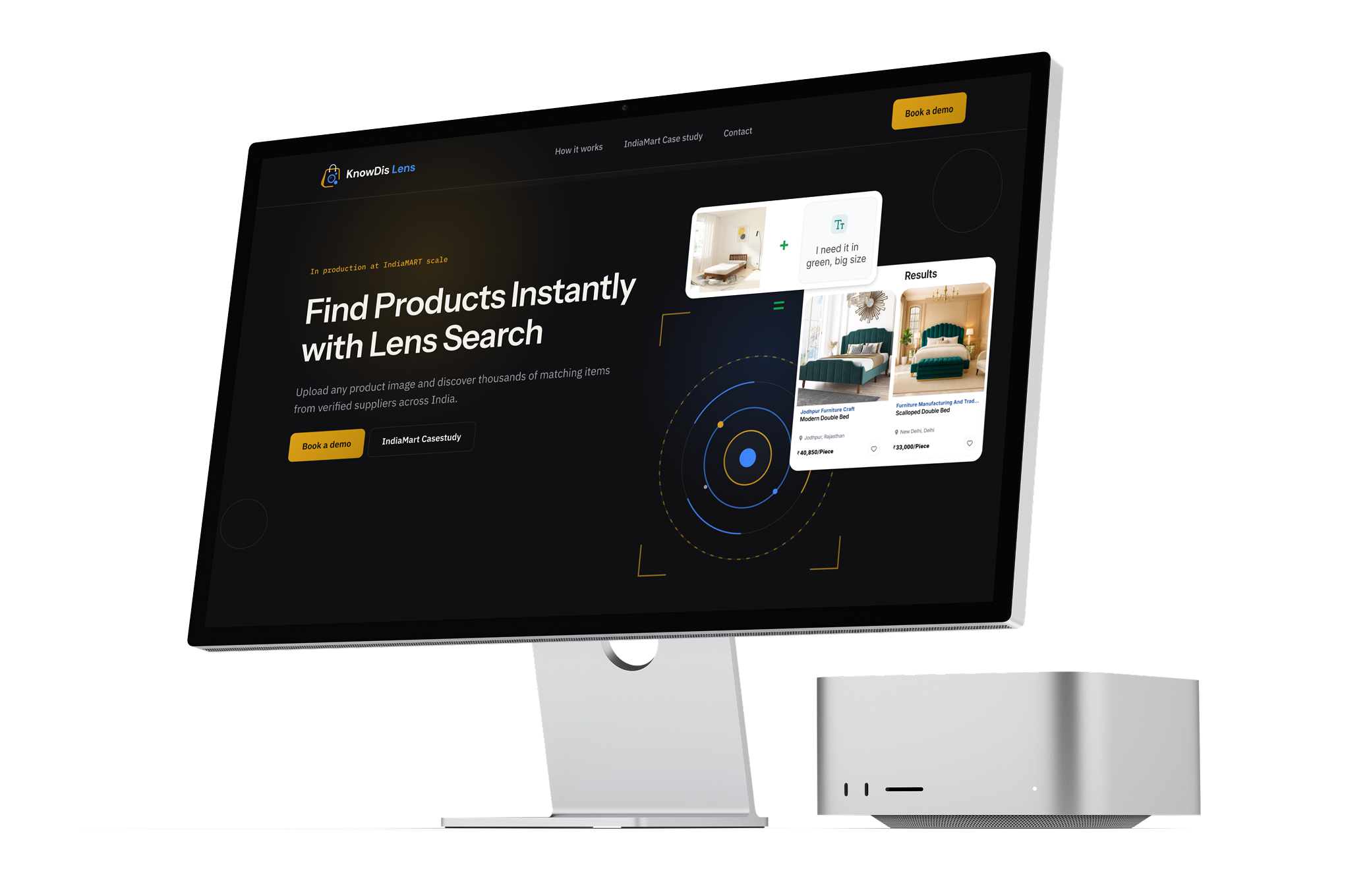 KnowDis Lens visual product search shown on a desktop display